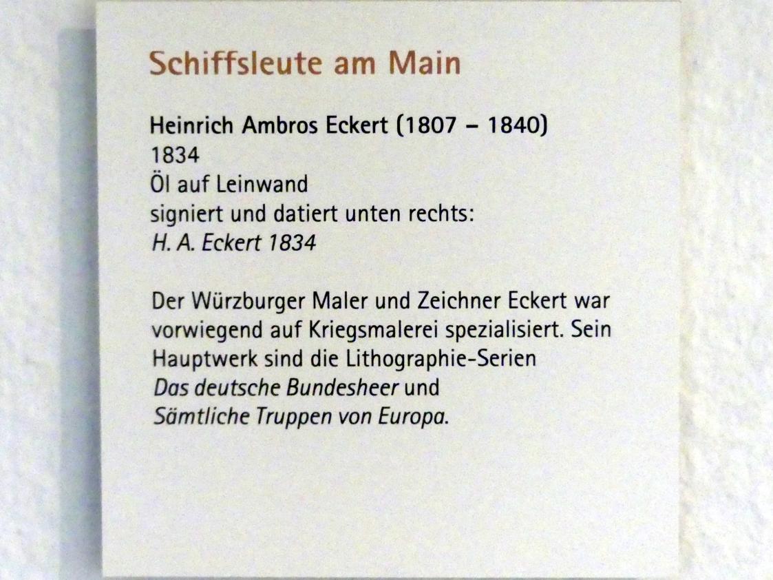 Heinrich Ambros Eckert (1834), Schiffsleute am Main, Würzburg, Museum für Franken (ehem. Mainfränkisches Museum), Steinsaal, 1834, Bild 2/2