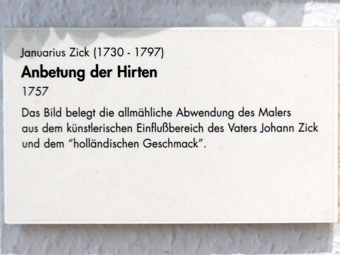 Januarius  Zick (1752–1794), Anbetung der Hirten, Würzburg, Museum für Franken (ehem. Mainfränkisches Museum), Gemäldegalerie, 1757, Bild 2/2