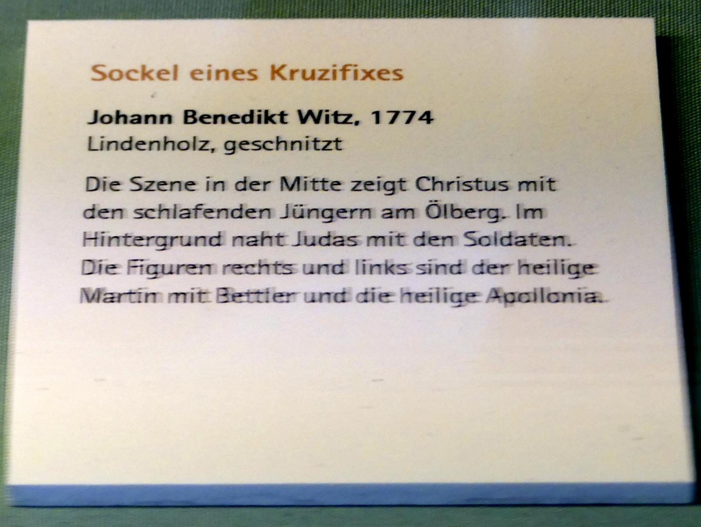 Johann Benedikt Witz (1747–1780), Sockel eines Kruzifixes, Würzburg, Museum für Franken (ehem. Mainfränkisches Museum), Bozzetti-Sammlung, 1774, Bild 2/2
