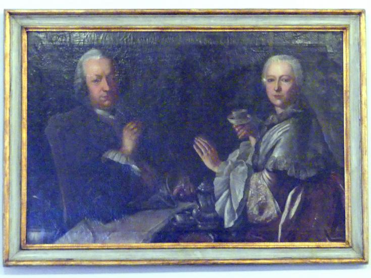 Franz Anton Spahn (1759–1760), Porträt Hugo Gottfried von Eisenberg und seine Ehefrau Anna, geb. von Jost, Würzburg, Museum für Franken (ehem. Mainfränkisches Museum), Fayence-Saal, um 1760