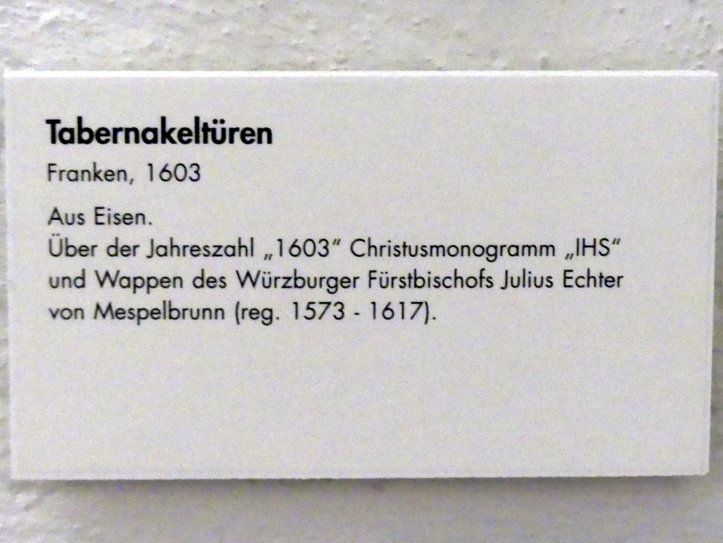 Tabernakeltüren, Würzburg, Kurie Rödelsee, jetzt Würzburg, Museum für Franken (ehem. Mainfränkisches Museum), Ritter-Saal, 1603, Bild 2/2