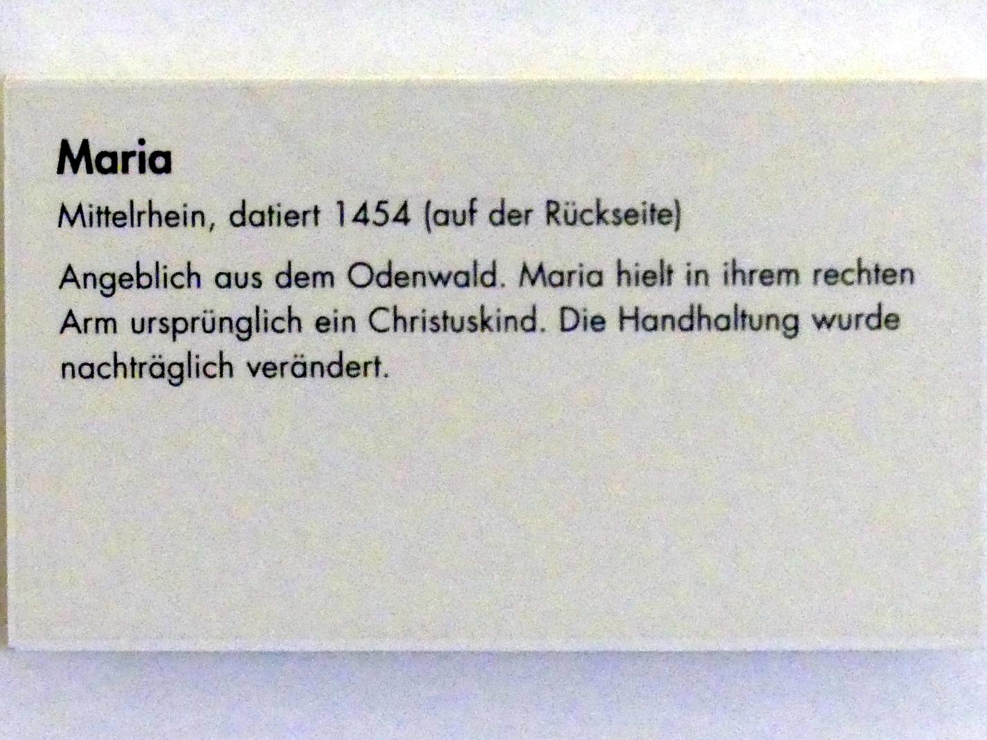 Maria, Würzburg, Museum für Franken (ehem. Mainfränkisches Museum), Echterbastei, 1454, Bild 2/2