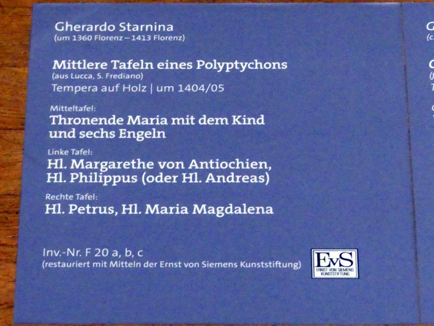 Gherardo Starnina (1398–1409), Hl. Margarethe von Antiochien und Hl. Philippus (oder Hl. Andreas), Lucca, Kirche San Frediano, jetzt Würzburg, Martin von Wagner-Museum, Saal 1, um 1404–1405, Bild 2/2