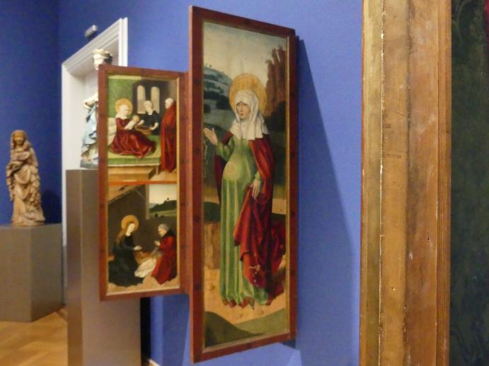 Meister der Älteren Kiliansmarter (Werkstatt) (1475), Dreiflügeliger Altar mit Szenen aus dem Marienleben, Würzburg, Martin von Wagner-Museum, Saal 1, um 1470–1480, Bild 7/7