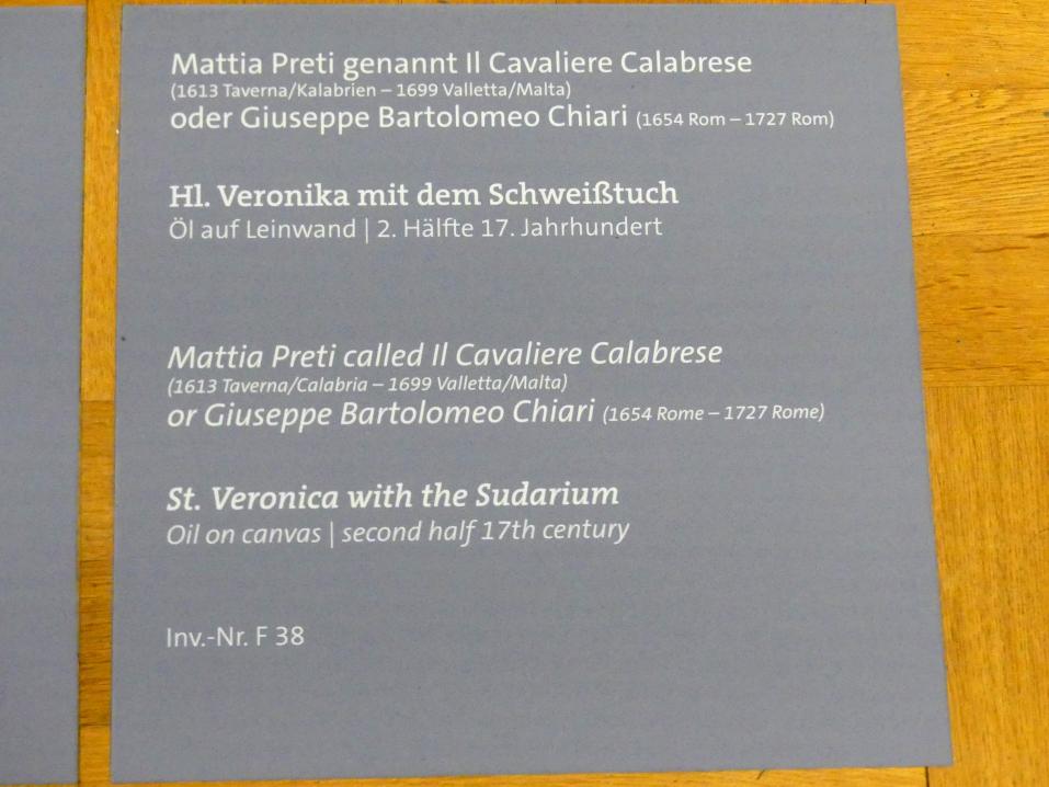 Mattia Preti (1632–1699), Hl. Veronika mit dem Schweißtuch, Würzburg, Martin von Wagner-Museum, Saal 2, 2. Hälfte 17. Jhd., Bild 2/2