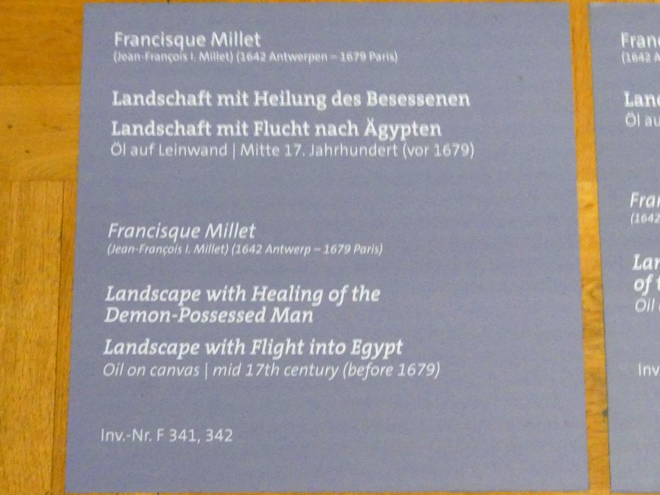 Francisque Millet (Jean-François Millet, Millet I) (1650–1670), Landschaft mit Flucht nach Ägypten, Würzburg, Martin von Wagner-Museum, Saal 2, Mitte 17. Jhd., Bild 2/2