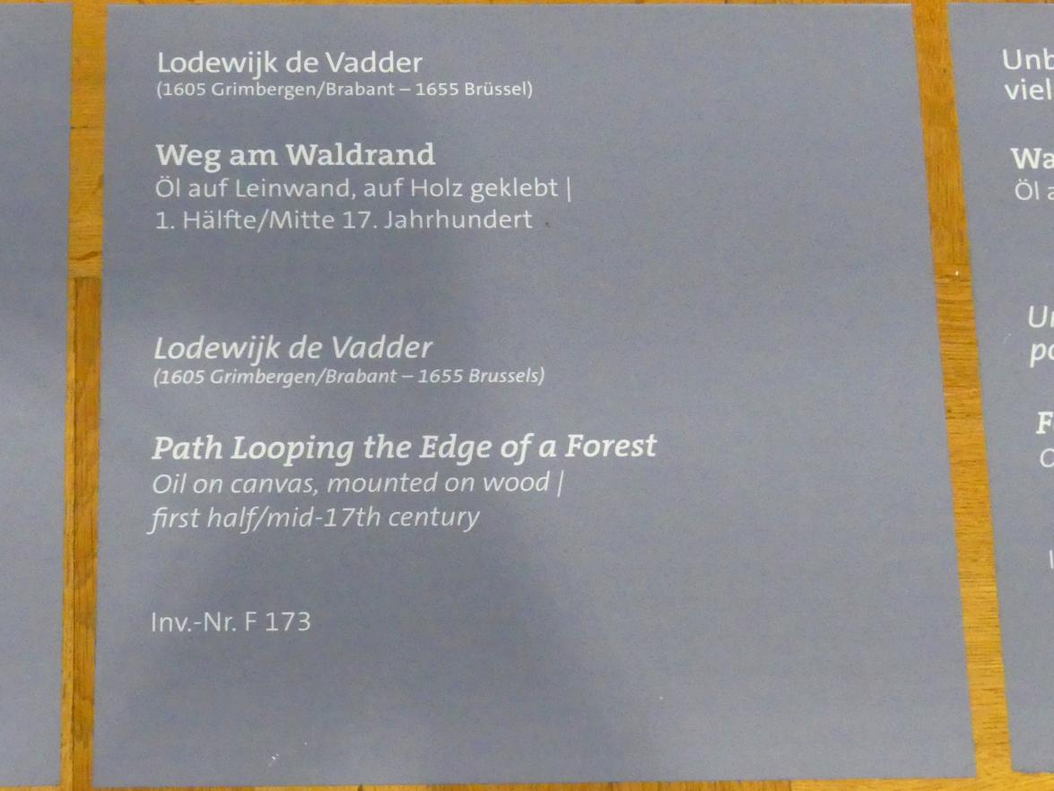 Lodewijk de Vadder (1632–1650), Weg am Waldrand, Würzburg, Martin von Wagner-Museum, Saal 4, Mitte 17. Jhd., Bild 2/2