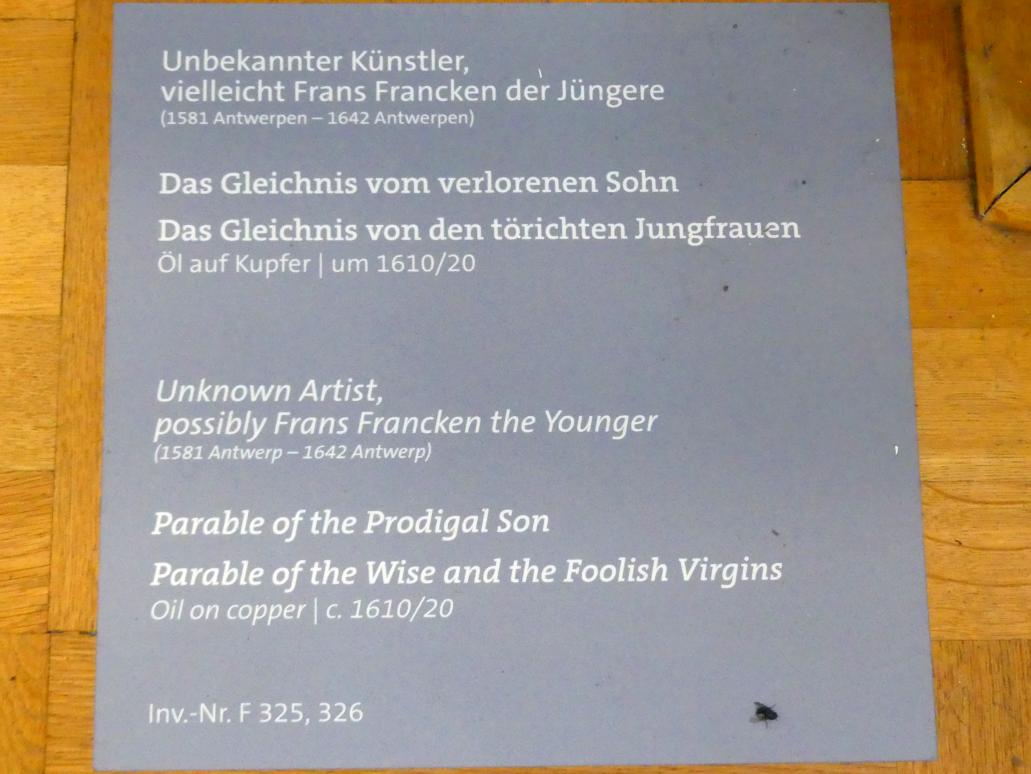 Frans Francken der Jüngere (Frans II Francken) (1607–1633), Das Gleichnis von den törichten Jungfrauen, Würzburg, Martin von Wagner-Museum, Saal 4, um 1610–1620, Bild 2/2
