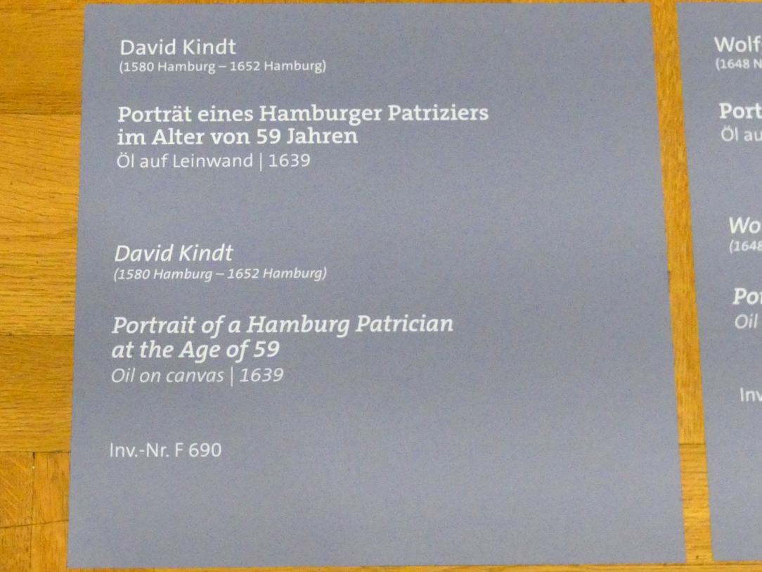 David Kindt (1631–1639), Porträt eines Hamburger Patriziers im Alter von 59 Jahren, Würzburg, Martin von Wagner-Museum, Saal 5, 1639, Bild 2/2