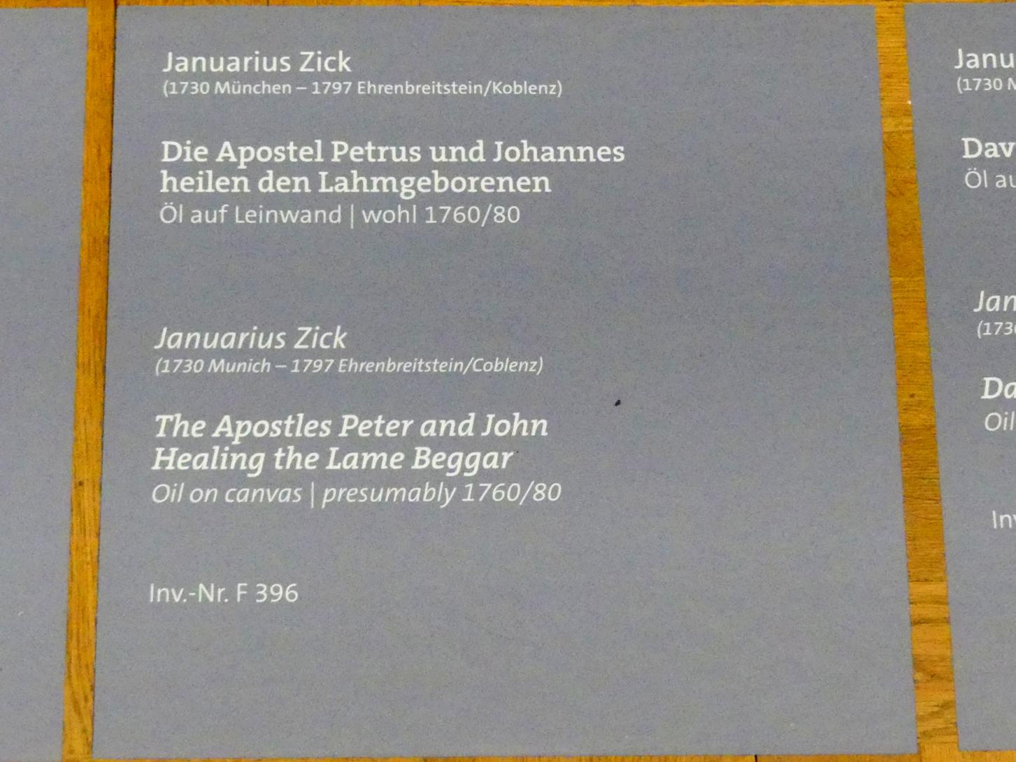 Januarius  Zick (1752–1794), Die Apostel Petrus und Johannes heilen den Lahmgeborenen, Würzburg, Martin von Wagner-Museum, Saal 5, um 1760–1780, Bild 2/2