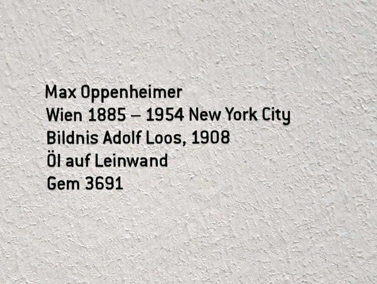 Max Oppenheimer (1908–1950), Bildnis Adolf Loos, Innsbruck, Tiroler Landesmuseum, Ferdinandeum, Saal 7, 1908, Bild 2/2