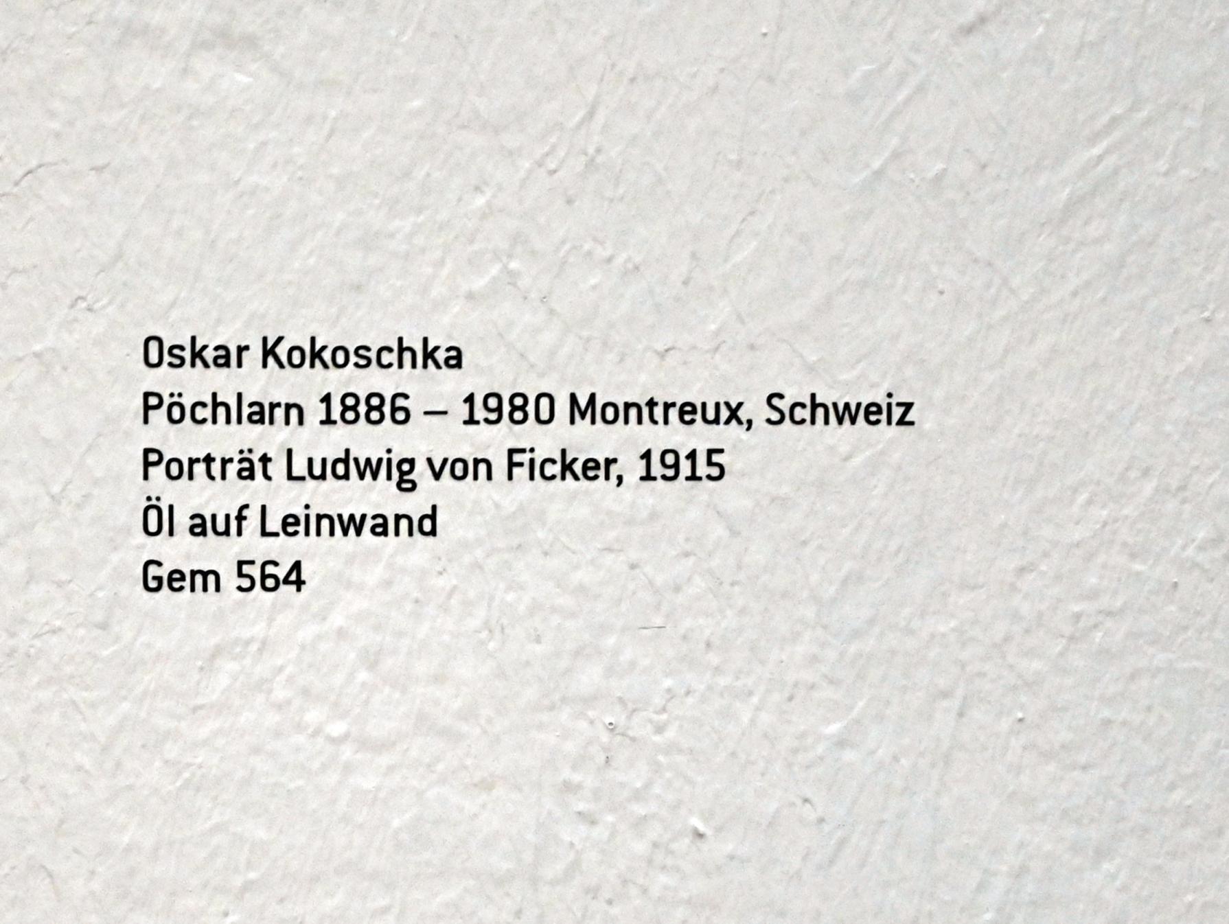 Oskar Kokoschka (1909–1955), Porträt Ludwig von Ficker, Innsbruck, Tiroler Landesmuseum, Ferdinandeum, Saal 7, 1915, Bild 2/2
