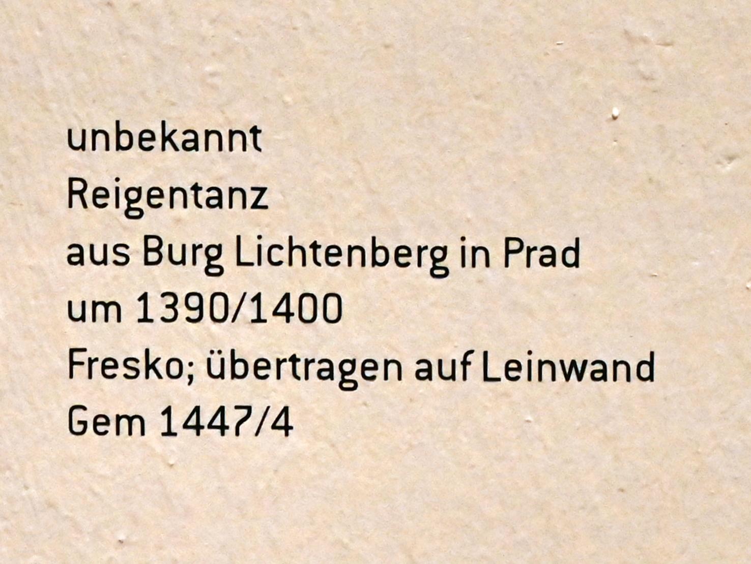 Reigentanz, Prad am Stilfserjoch, Burg Lichtenberg, jetzt Innsbruck, Tiroler Landesmuseum, Ferdinandeum, Mittelalter 1, um 1390–1400, Bild 2/2