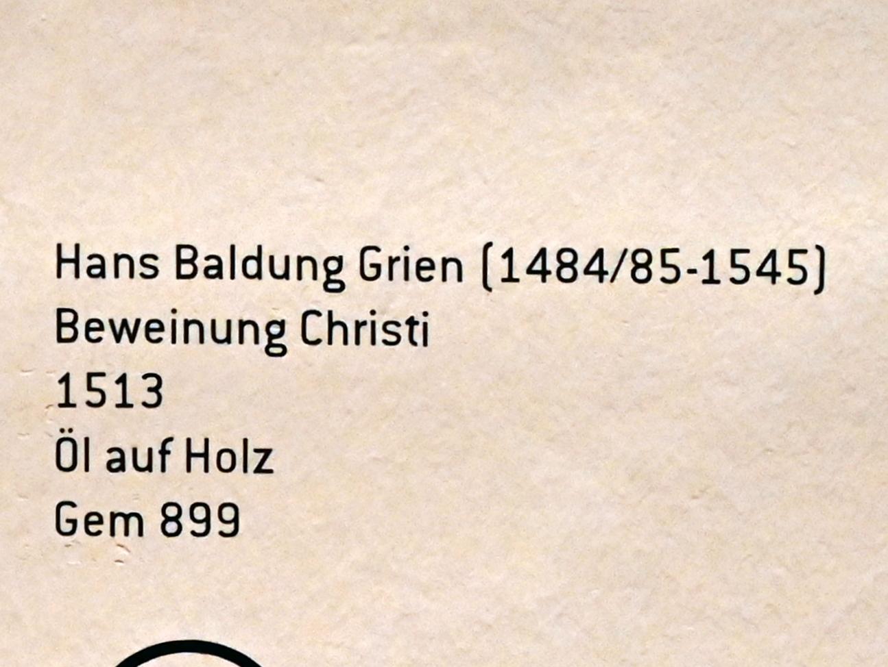Hans Baldung Grien (1500–1544), Beweinung Christi, Innsbruck, Tiroler Landesmuseum, Ferdinandeum, Mittelalter 1, 1513, Bild 2/2