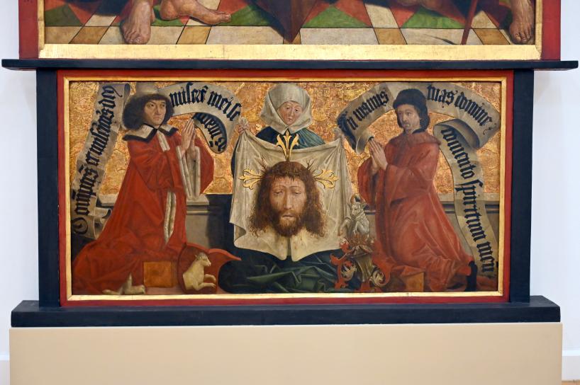 Friedrich Pacher (1482–1485), Apostelaltar mit den Stiftern Leonhard und Hans III. Jöchl, Sterzing, Jöchlsthurn, jetzt Innsbruck, Tiroler Landesmuseum, Ferdinandeum, Saal 11, um 1480–1485, Bild 3/4