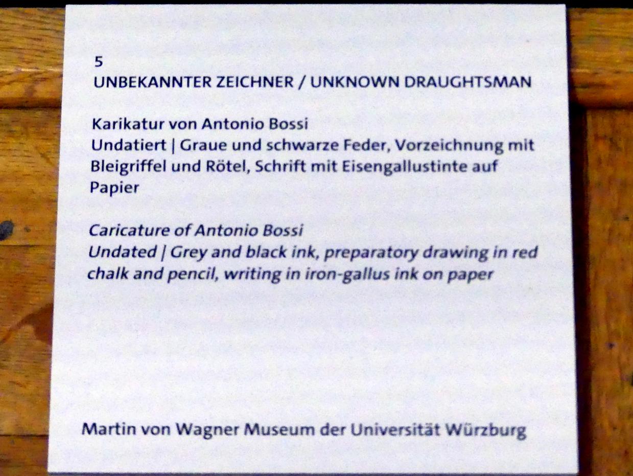 Karikatur von Antonio Bossi, Würzburg, Martin von Wagner Museum, Ausstellung "Tiepolo und seine Zeit in Würzburg" vom 31.10.2020-15.07.2021, Saal 1, Undatiert, Bild 2/2