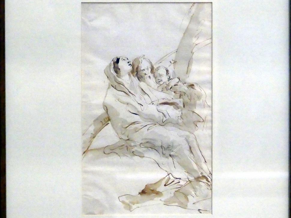 Giovanni Battista Tiepolo (1715–1785), Ruhe auf der Flucht nach Ägypten, Würzburg, Martin von Wagner Museum, Ausstellung "Tiepolo und seine Zeit in Würzburg" vom 31.10.2020-15.07.2021, Saal 1, um 1750–1760, Bild 1/4