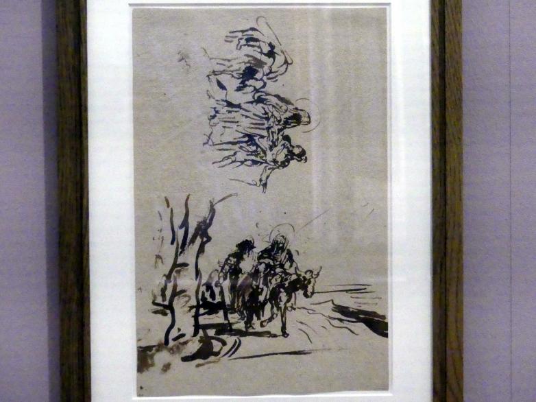 Giovanni Battista Tiepolo (1715–1785), Flucht nach Ägypten, Würzburg, Martin von Wagner Museum, Ausstellung "Tiepolo und seine Zeit in Würzburg" vom 31.10.2020-15.07.2021, Saal 1, um 1750–1753, Bild 1/3