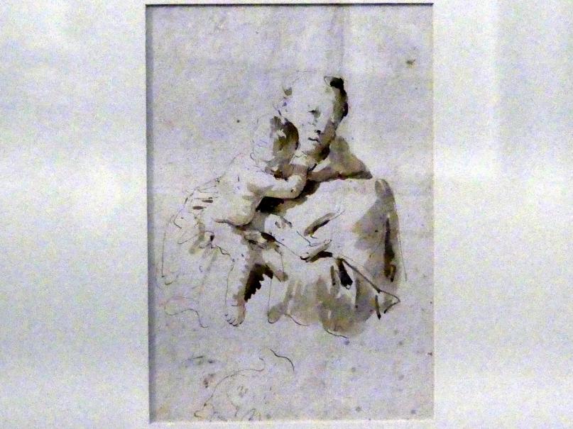 Giovanni Battista Tiepolo (1715–1785), Der Heilige Antonius mit dem Christusknaben, Würzburg, Martin von Wagner Museum, Ausstellung "Tiepolo und seine Zeit in Würzburg" vom 31.10.2020-15.07.2021, Saal 1, 1750–1753, Bild 1/3