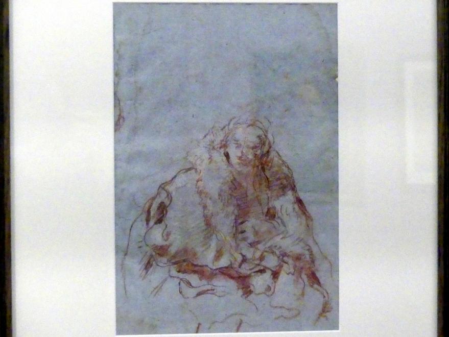 Giovanni Battista Tiepolo (1715–1785), Halbfigur in einem Umhang mit breitem Pelzkragen, Würzburg, Martin von Wagner Museum, Ausstellung "Tiepolo und seine Zeit in Würzburg" vom 31.10.2020-15.07.2021, Saal 1, um 1747–1753, Bild 1/3