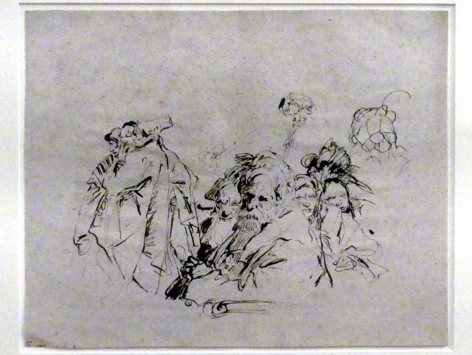 Giovanni Battista Tiepolo (1715–1785), Acht Orientalen, ganz- und halbfigurig, Würzburg, Martin von Wagner Museum, Ausstellung "Tiepolo und seine Zeit in Würzburg" vom 31.10.2020-15.07.2021, Saal 1, um 1750–1753, Bild 1/3
