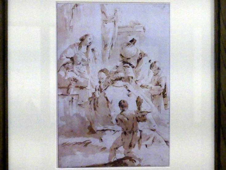 Giovanni Battista Tiepolo (1715–1785), Anbetung der Könige (Faksimile), Würzburg, Martin von Wagner Museum, Ausstellung "Tiepolo und seine Zeit in Würzburg" vom 31.10.2020-15.07.2021, Saal 1, um 1750–1753, Bild 1/4
