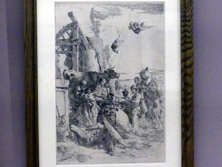 Giovanni Battista Tiepolo (1715–1785), Anbetung der Könige, Würzburg, Martin von Wagner Museum, Ausstellung "Tiepolo und seine Zeit in Würzburg" vom 31.10.2020-15.07.2021, Saal 1, um 1750–1753, Bild 1/4