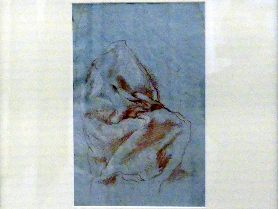 Giovanni Battista Tiepolo (1715–1785), Umhang einer im Profil nach rechts gewendeten Figur, Würzburg, Martin von Wagner Museum, Ausstellung "Tiepolo und seine Zeit in Würzburg" vom 31.10.2020-15.07.2021, Saal 2, 1752, Bild 1/4