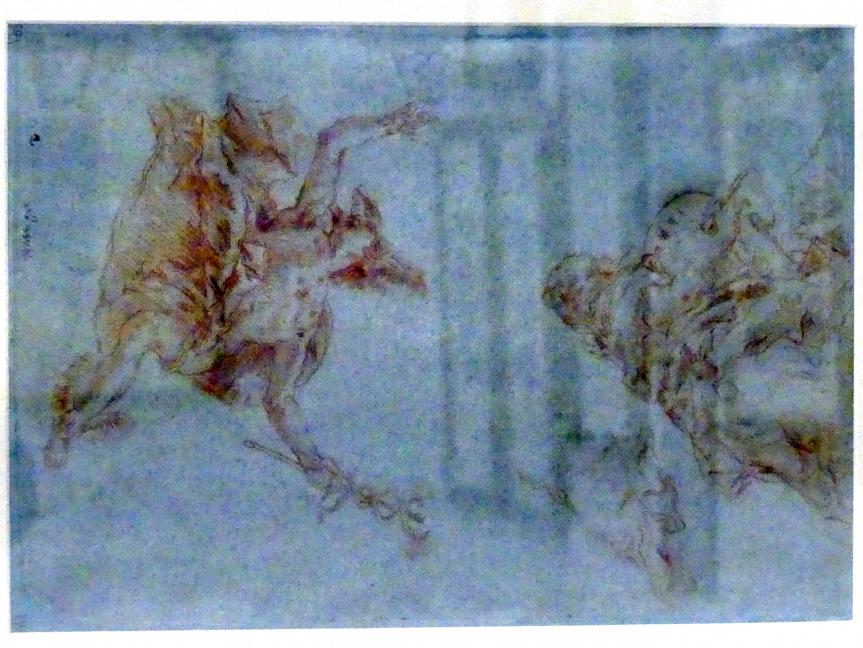 Giovanni Domenico Tiepolo (1743–1785), Personifikation der Malerei im Europafries und Merkur darüber, Würzburg, Martin von Wagner Museum, Ausstellung "Tiepolo und seine Zeit in Würzburg" vom 31.10.2020-15.07.2021, Saal 2, 1752