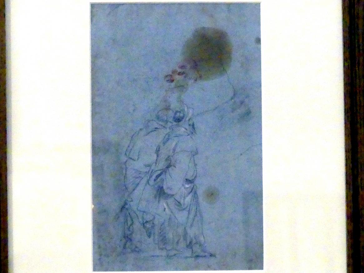 Giovanni Domenico Tiepolo (1743–1785), Zwei stehende Männer in Dreiviertel-Rückenansicht nach rechts, Hinterkopf, Ellenbogen, Würzburg, Martin von Wagner Museum, Ausstellung "Tiepolo und seine Zeit in Würzburg" vom 31.10.2020-15.07.2021, Saal 2, um 1743–1747