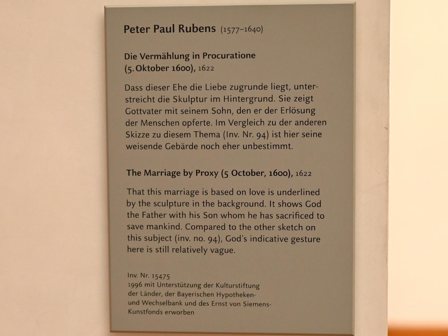 Peter Paul Rubens (1598–1640), Die Vermählung in Procuratione, München, Alte Pinakothek, Obergeschoss Kabinett 12, 1622, Bild 2/2