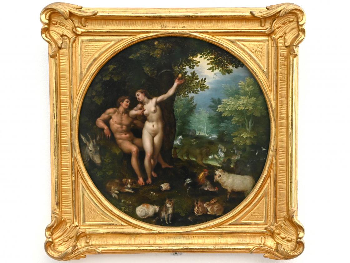 Jan Brueghel der Ältere (Samtbrueghel, Blumenbrueghel) (1593–1621), Adam und Eva, München, Alte Pinakothek, Obergeschoss Kabinett 9, um 1596–1597