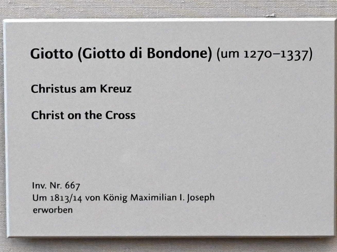 Giotto di Bondone (Giotto) (1298–1330), Christus am Kreuz, München, Alte Pinakothek, Obergeschoss Kabinett 1, um 1303–1313, Bild 2/3
