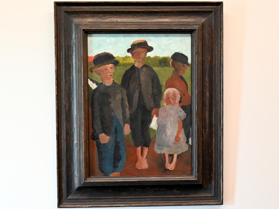 Paula Modersohn-Becker (1900–1910), Vier Kinder vor Landschaft mit Moorkanal, Chemnitz, Museum Gunzenhauser, Saal 3.1, um 1900, Bild 1/2