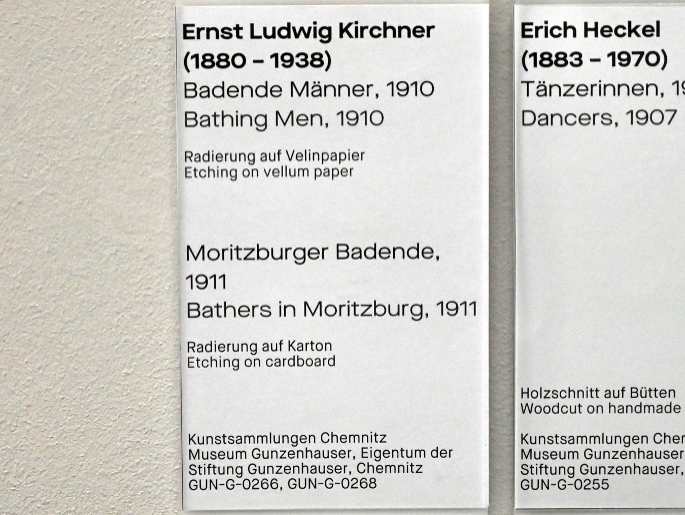 Ernst Ludwig Kirchner (1904–1933), Badende Männer, Chemnitz, Museum Gunzenhauser, Saal 3.7 - Die Brücke, 1910, Bild 3/3