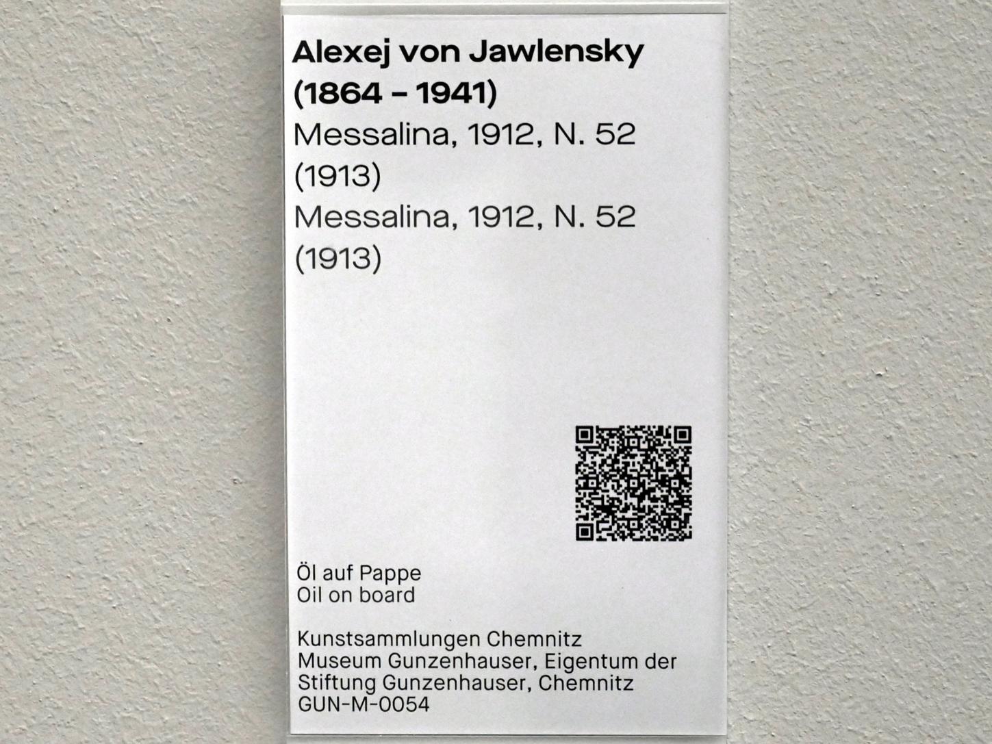 Alexej von Jawlensky (1893–1938), Messalina, Chemnitz, Museum Gunzenhauser, Saal 3.8 - Alexej von Jawlensky, 1912, Bild 2/2