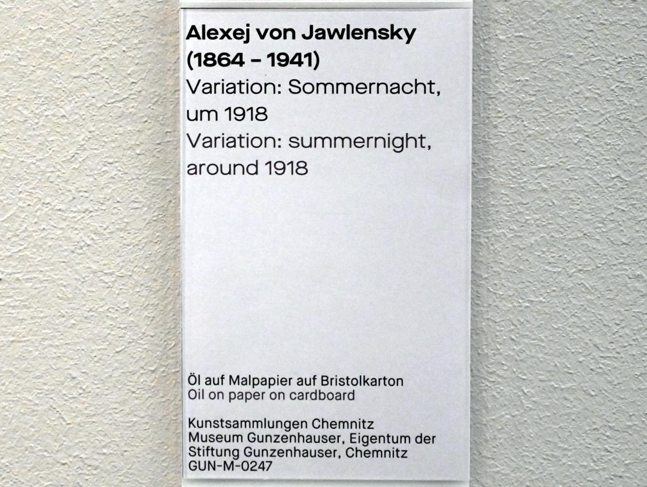 Alexej von Jawlensky (1893–1938), Variation: Sommernacht, Chemnitz, Museum Gunzenhauser, Saal 3.9, um 1918, Bild 2/2