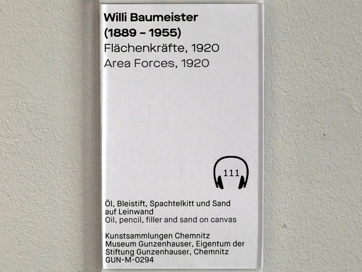 Willi Baumeister (1913–1955), Flächenkräfte, Chemnitz, Museum Gunzenhauser, Saal 3.11 - Bauhaus, 1920, Bild 2/2