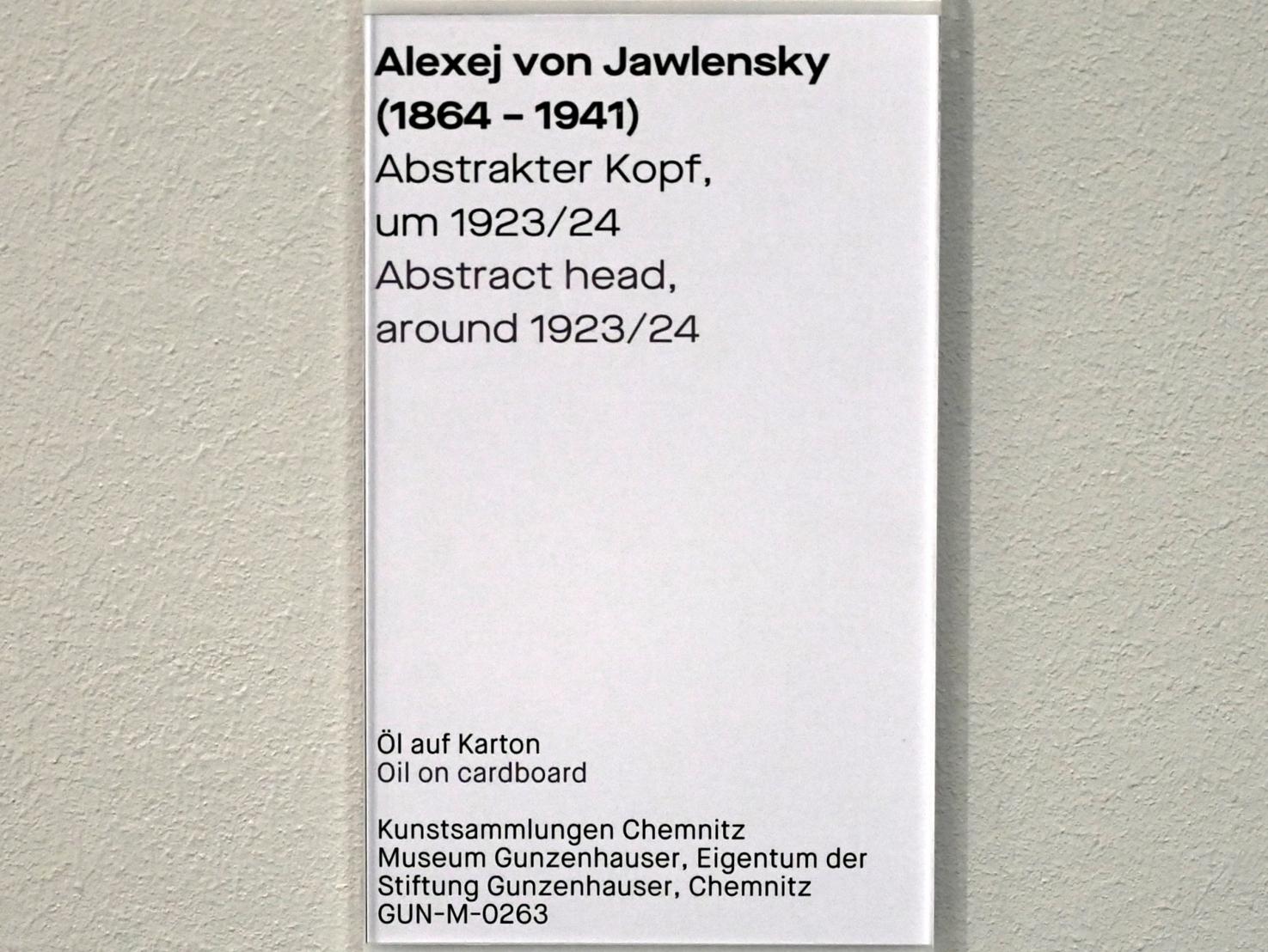 Alexej von Jawlensky (1893–1938), Abstrakter Kopf, Chemnitz, Museum Gunzenhauser, Saal 3.11 - Bauhaus, um 1923–1924, Bild 2/2