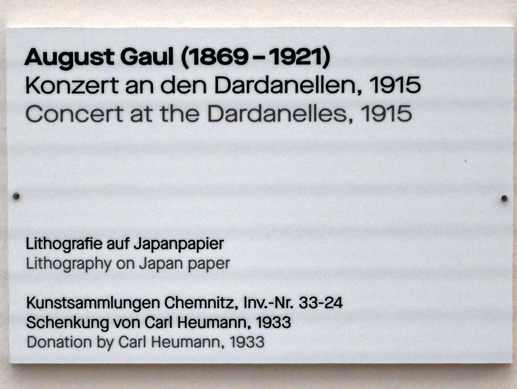August Gaul (1915–1920), Konzert an den Dardanellen, Chemnitz, Kunstsammlungen am Theaterplatz, Saal 1, 1915, Bild 2/2