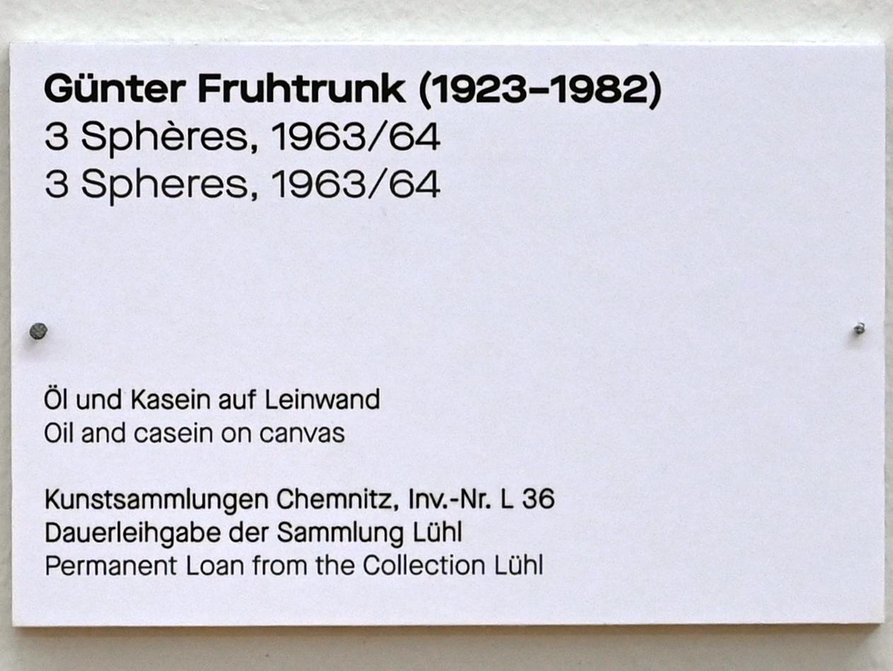 Günter Fruhtrunk (1958–1974), 3 Sphères, Chemnitz, Kunstsammlungen am Theaterplatz, Form Fläche Geste, Saal 1, 1963–1964, Bild 2/2