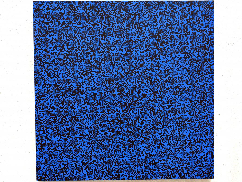 François Morellet (1960–2013), Zufällige Verteilung von 40.000 Quadraten, 50% blau, 50% schwarz, Künzelsau, Museum Würth 2, Carmen Würth Forum, 1961, Bild 1/2