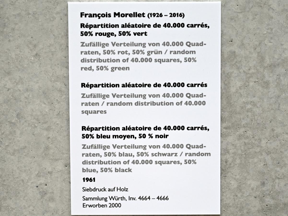 François Morellet (1960–2013), Zufällige Verteilung von 40.000 Quadraten, 50% blau, 50% schwarz, Künzelsau, Museum Würth 2, Carmen Würth Forum, 1961, Bild 2/2