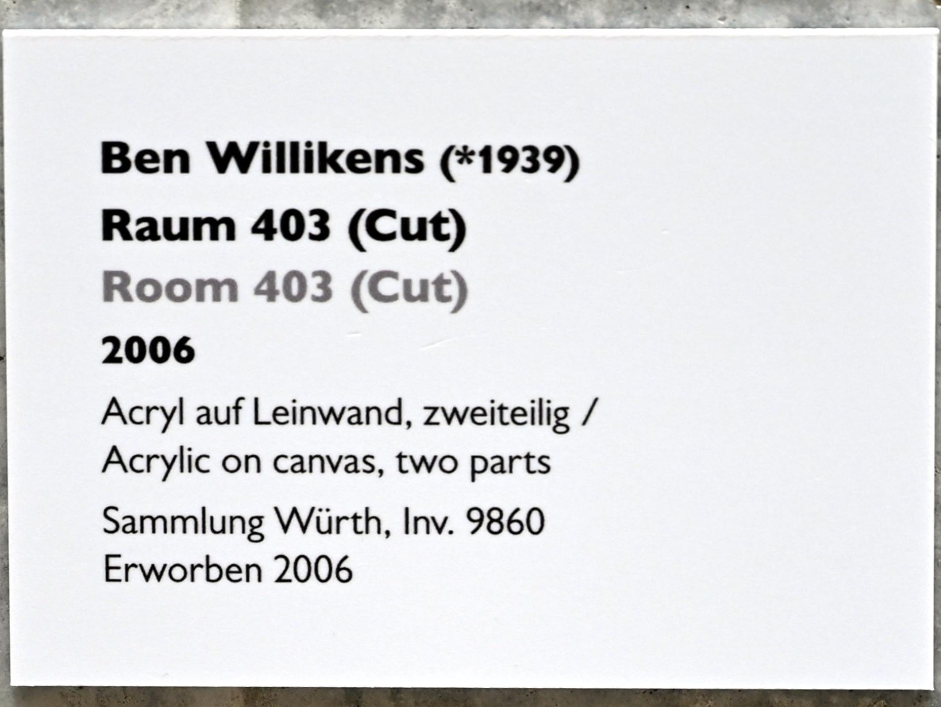 Ben Willikens (1974–2012), Raum 403 (Cut), Künzelsau, Museum Würth 2, Carmen Würth Forum, 2006, Bild 2/2