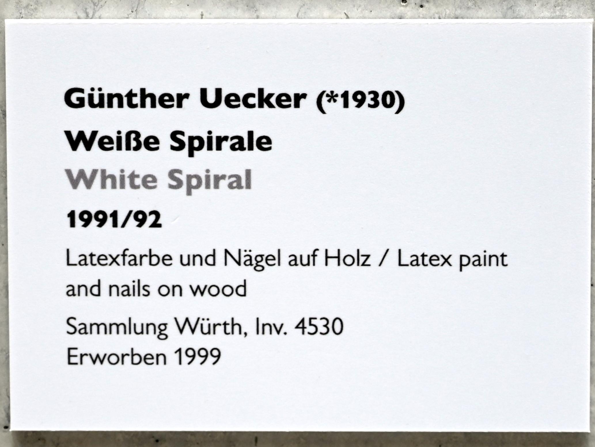 Günther Uecker (1960–2008), Weiße Spirale, Künzelsau, Museum Würth 2, Carmen Würth Forum, 1991–1992, Bild 5/5