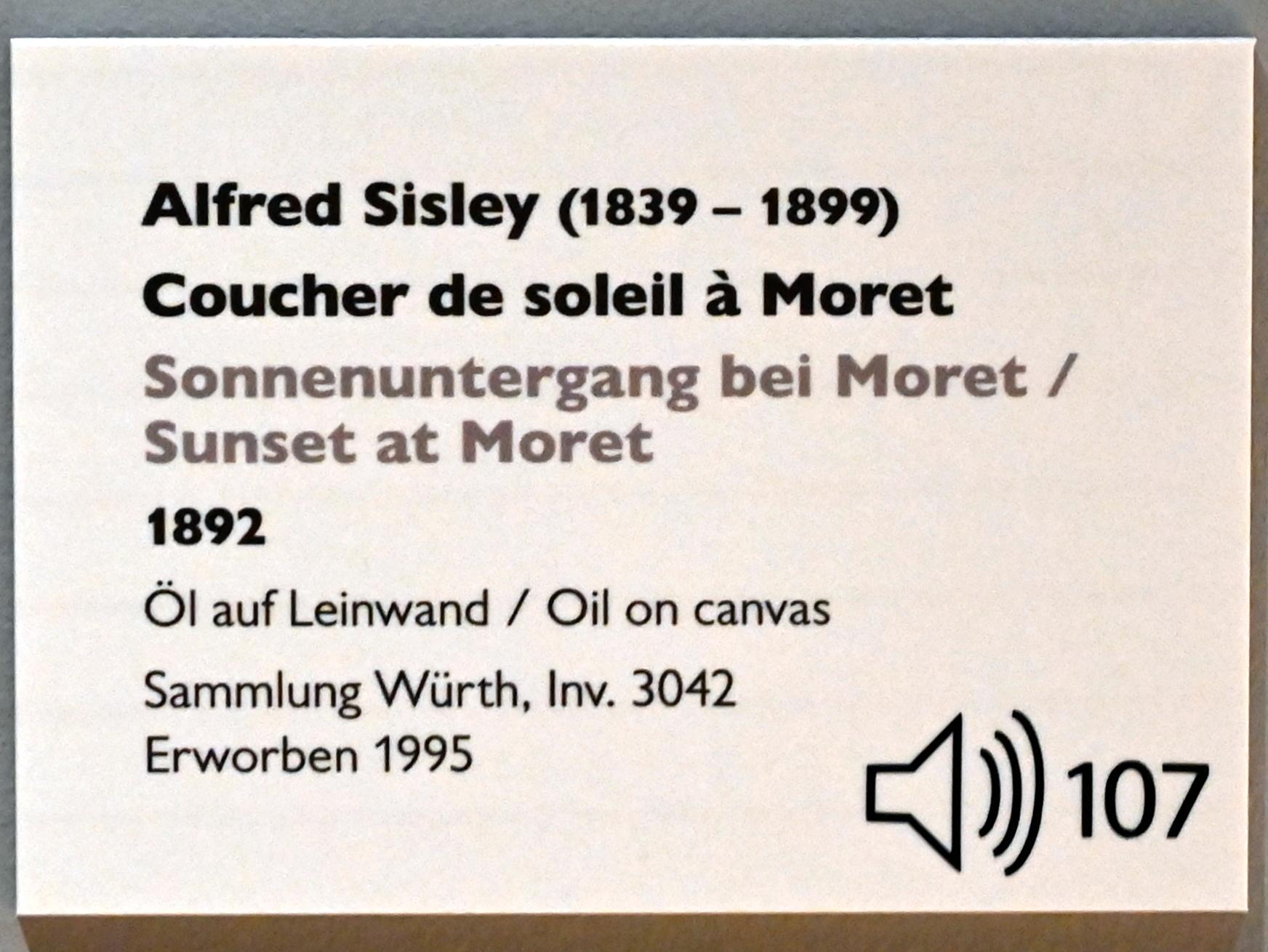 Alfred Sisley (1872–1896), Sonnenuntergang bei Moret, Künzelsau, Museum Würth 2, Kabinett im Untergeschoß, 1892, Bild 2/2