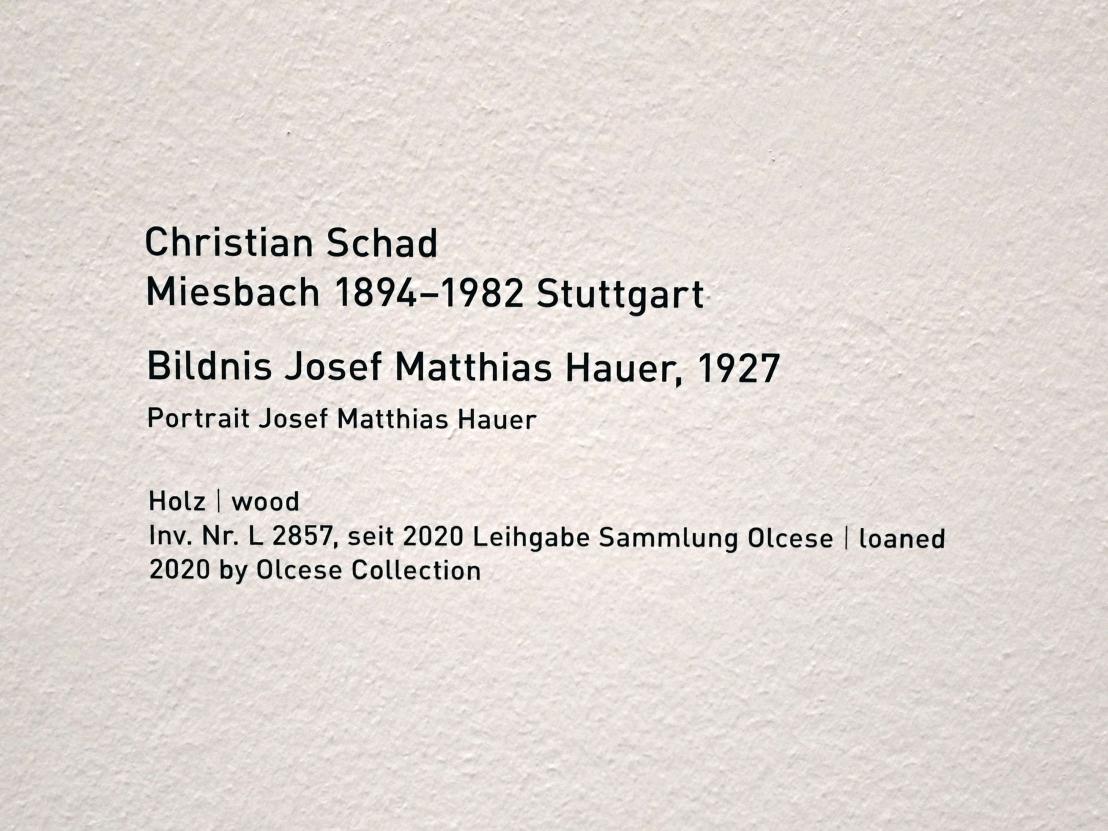 Christian Schad (1919–1934), Bildnis Josef Matthias Hauer, München, Pinakothek der Moderne, Saal 7, 1927, Bild 2/2