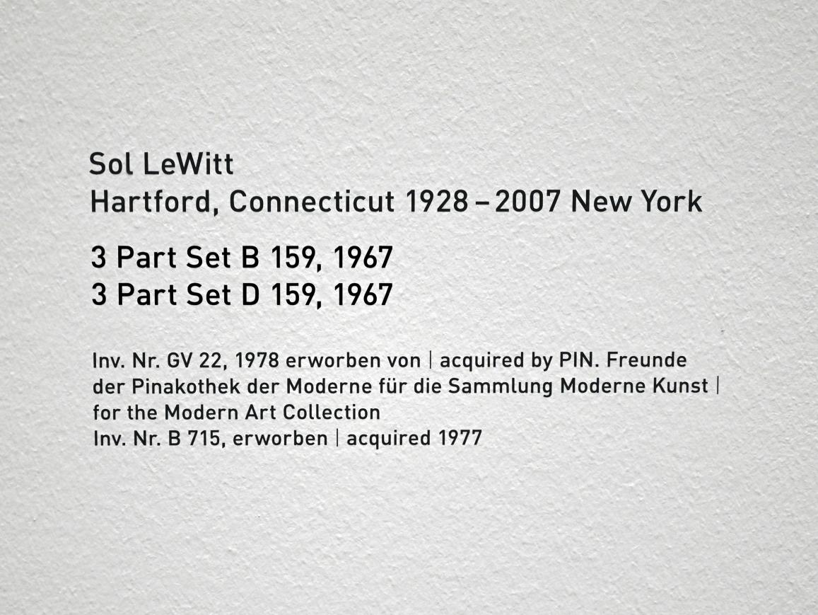 Sol LeWitt (1962–1970), 3 Part Set D 159, München, Pinakothek der Moderne, Saal 34 2021, 1967, Bild 4/4