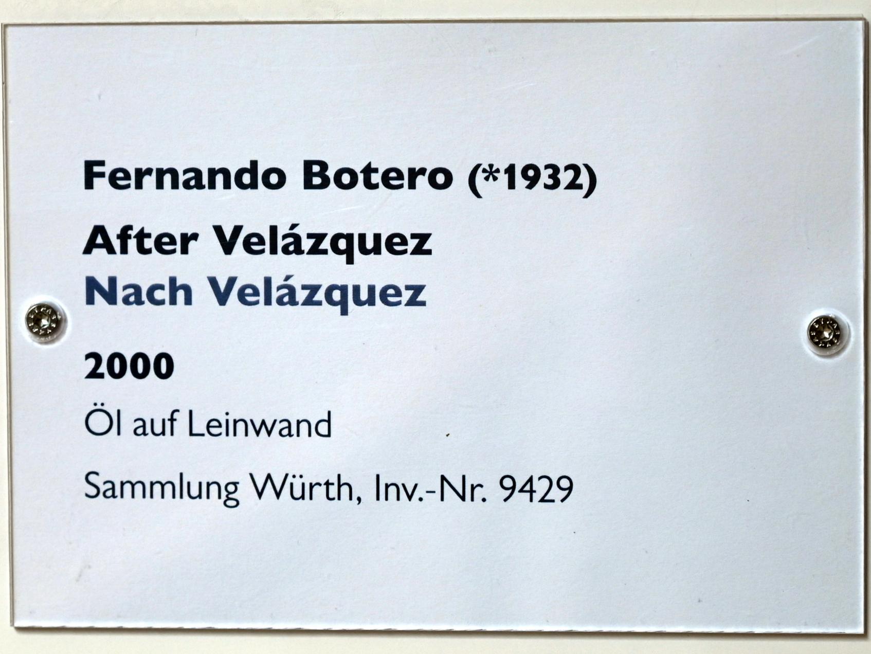 Fernando Botero (1961–2000), Nach Velázquez, Schwäbisch Hall, Kunsthalle Würth, Treppe, 2000, Bild 2/2