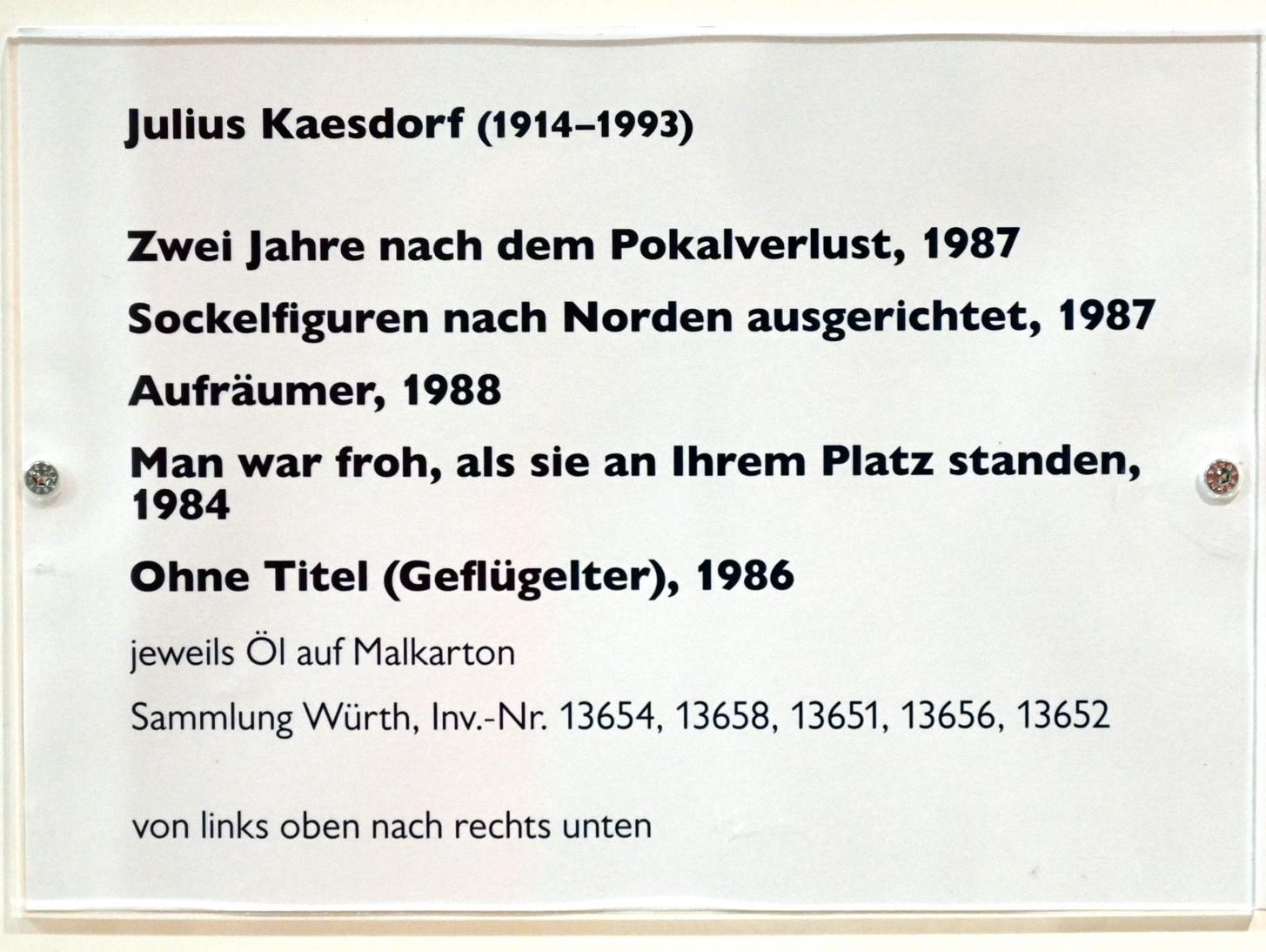 Julius Kaesdorf (1967–1991), Ohne Titel (Geflügelter), Schwäbisch Hall, Kunsthalle Würth, Untergeschoß Saal 1, 1986, Bild 2/2